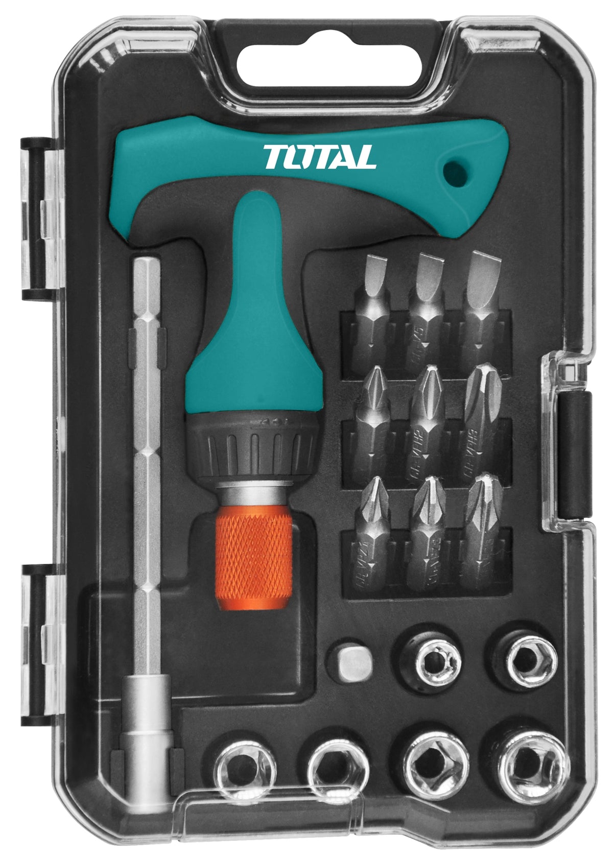 TOTAL T-handle Screwdriver and Socket Wrench Set - 18Pcs