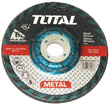 TOTAL Metal Cutting Disc - 100mm(4")X1.2mm(3/64")X16.0mm(5/8") Flat centre cutting disc for metal Made in china