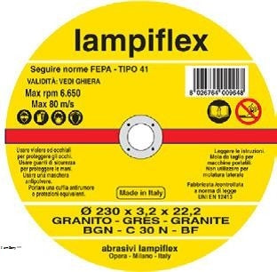 LAMPIFLEX Flat Depressed Center Granite Cutting Disc - 230mm