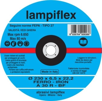 LAMPIFLEX Depressed Center Iron Grinding Disc - 115mm