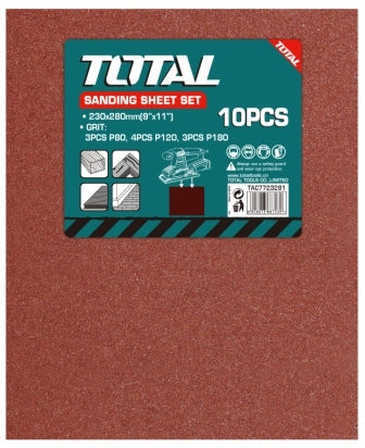 TOTAL Orbital Sanding Sheet Set - 10Pcs