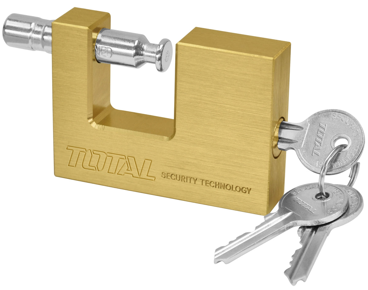 TOTAL Block Brass Padlock w/3 Keys - 90mm