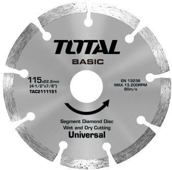 TOTAL Dry Diamond Disc - 115 × 22mm