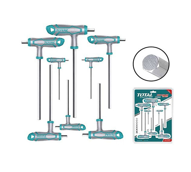 Total 8 Pcs T-handle hex wrench set