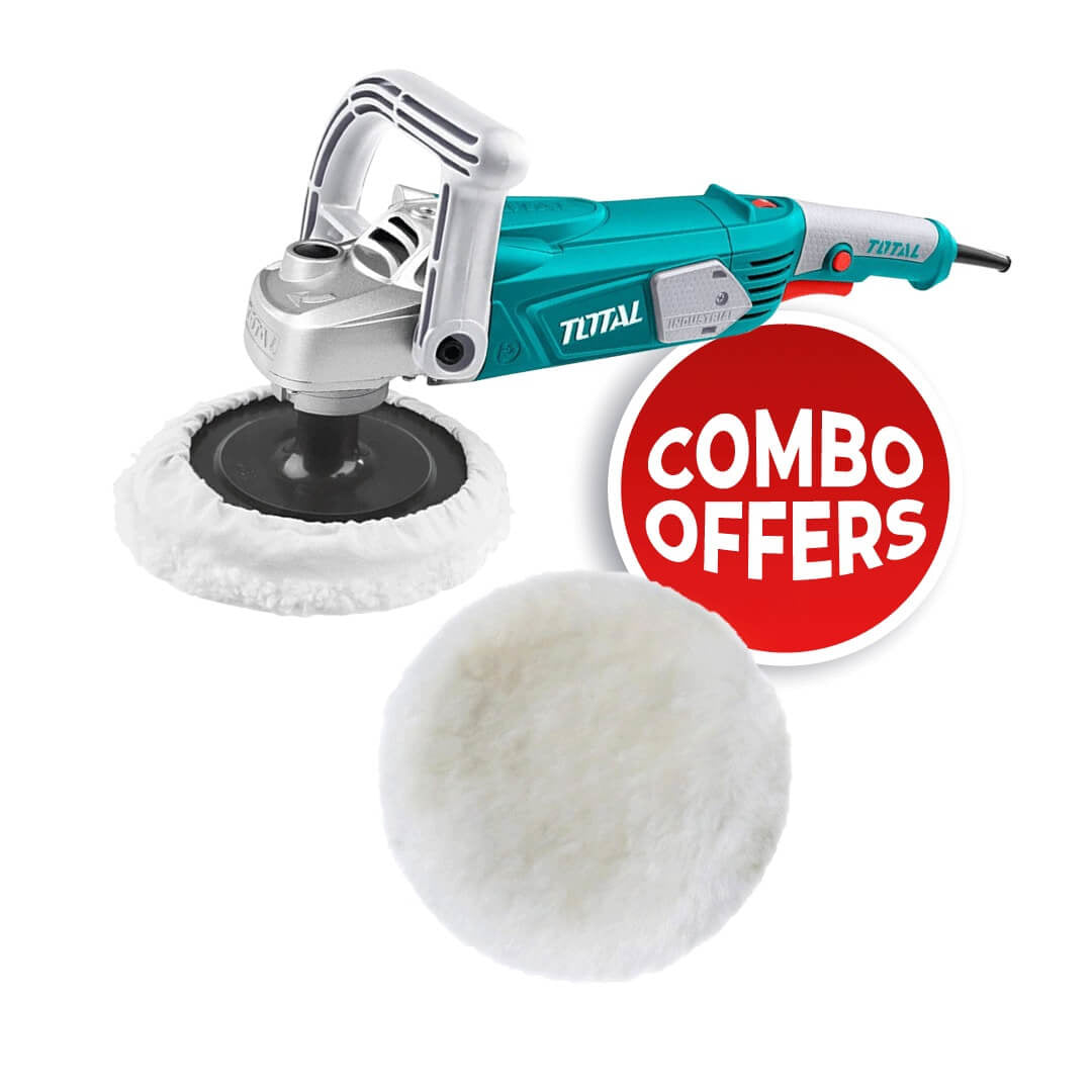 TOTAL Polisher Angle - 7" (1400W) with Wool Polish Bonnet - 180mm