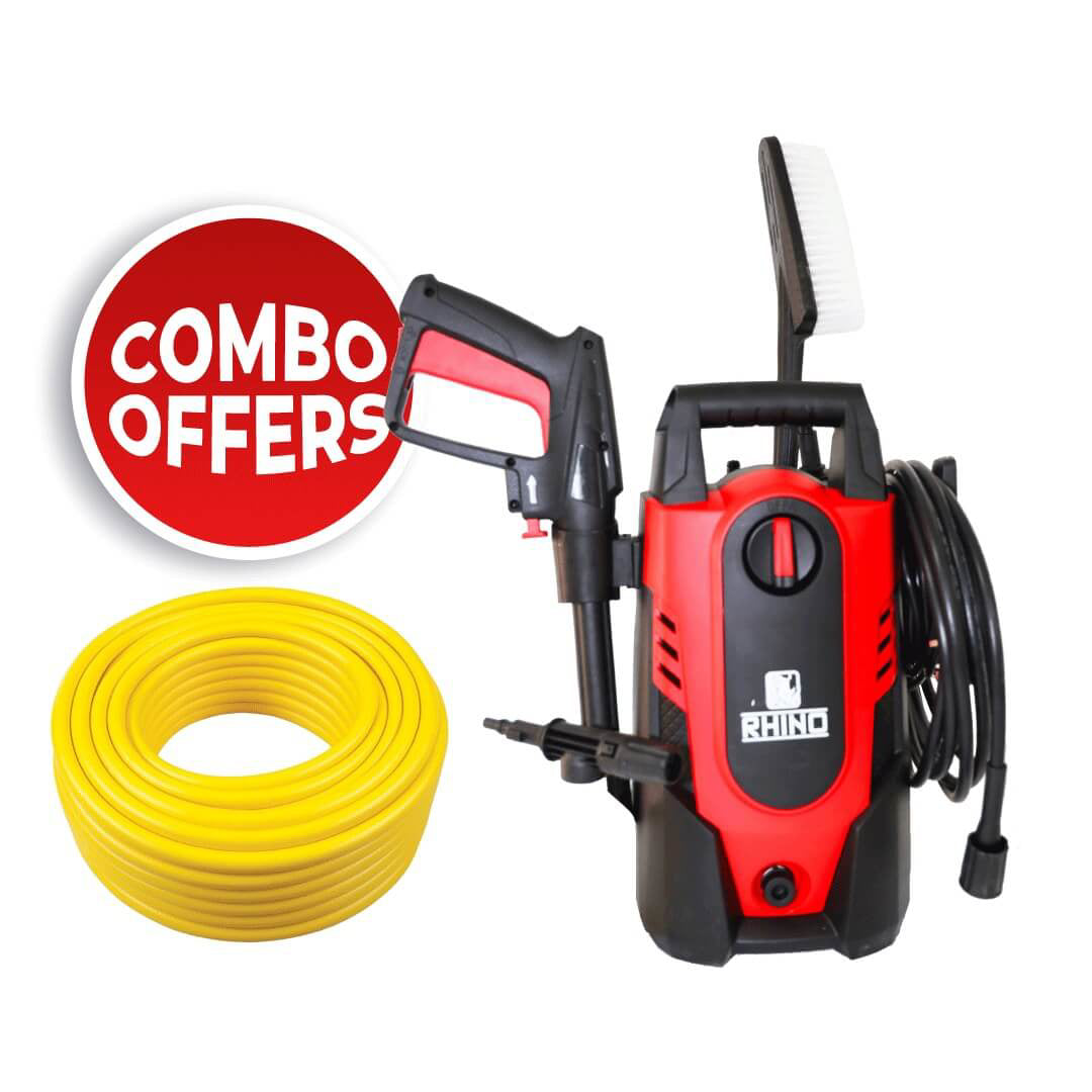 Rhino 1400W High Pressure Washer with 25 Mtr Hose( 25 Mtr Roll)