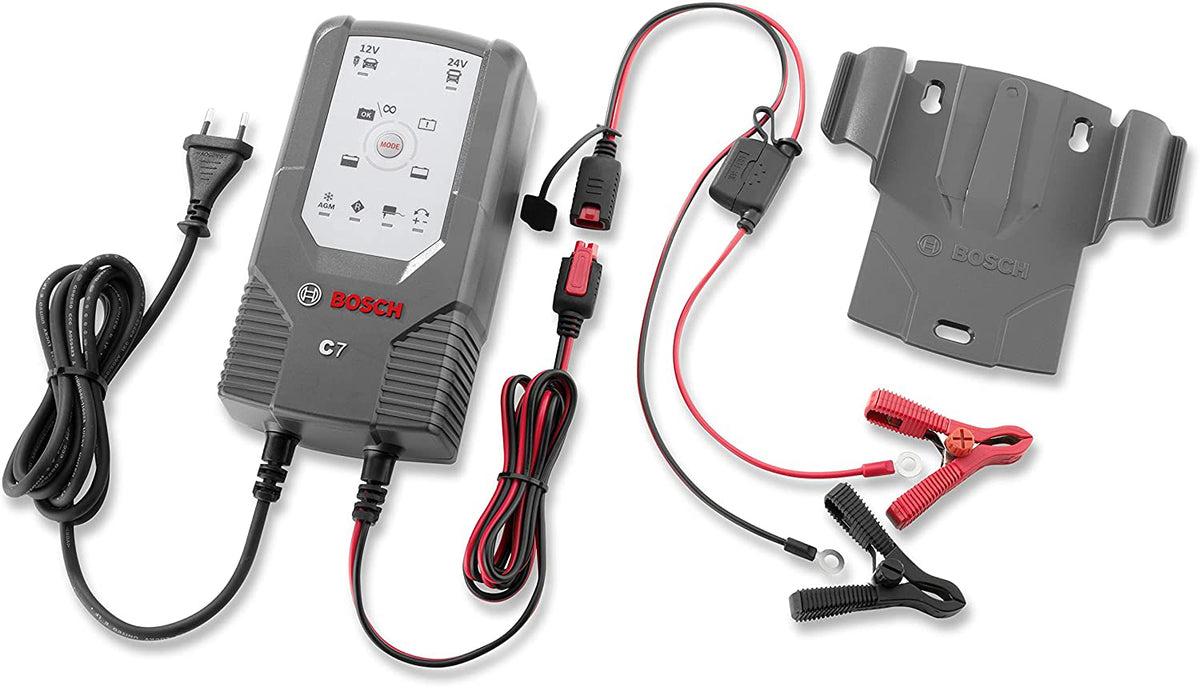 BOSCH C7 12/24-Volt 6-mode Charger and Punainer