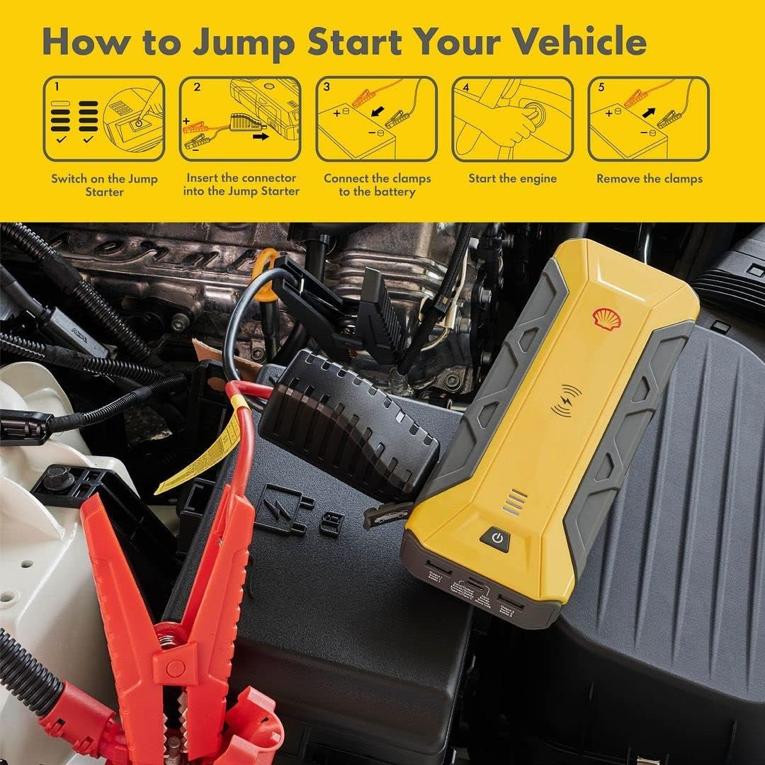 Shell SH916WC 1200A 12V Portable Lithium Jump Starter for 7-Liter Gasoline & 3-Liter Diesel Engines