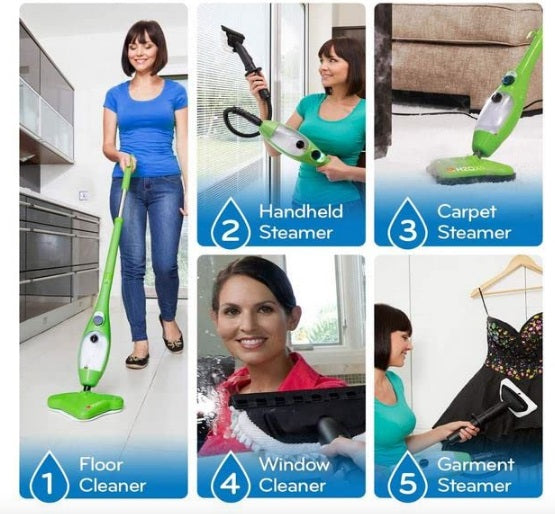 Steam Mop 1300W Multipurpose 5 in 1 – Green