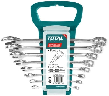 TOTAL Combination Spanner Set (6-19mm) - 8pcs