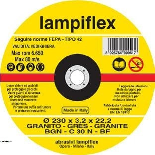 LAMPIFLEX Depressed Center Granite Cutting Disc - 230mm