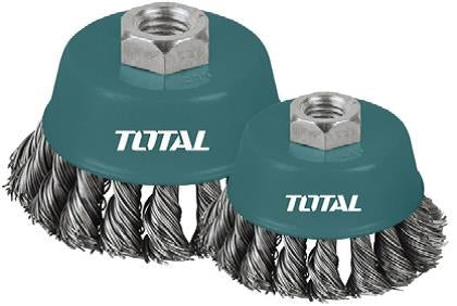 TOTAL Brush Cup Twisted Wire with Nut - 100mm