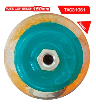 TOTAL Wire Brush Cup with Nut - 75mm