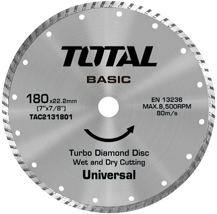 TOTAL Dry Diamond Disc - 180 × 22mm