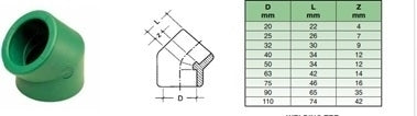 32mm PPR WELDING BEND 45°
