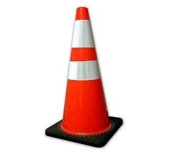 Traffic Cone w/PE Top + Rubber Base - 100 cm