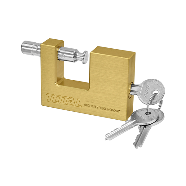 TOTAL Block Brass Padlock w/3 Keys - 80mm