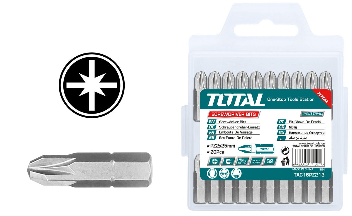 TOTAL Single End Screwdriver Bit Set - 20Pcs