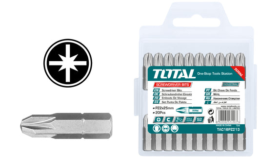 TOTAL Single End Screwdriver Bit Set - 20Pcs