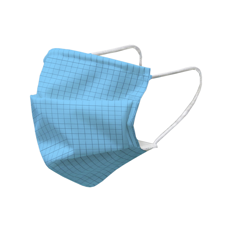 Grid Pattern Antibacterial Blue Face Mask