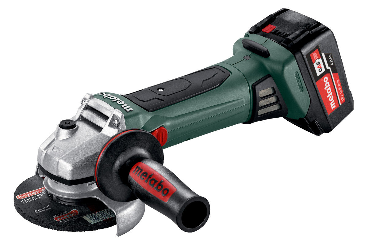 Metabo Cordless Angle Grinder 5 / 125mm 8000 RPM + Plastic Case + 2 x 4 Ah Li-ion Batteries