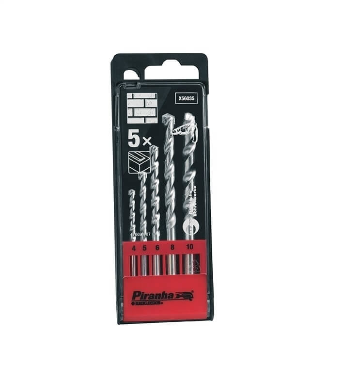 B+D Masonary Drill Bit Set 5pc (4,5,6,8,10 mm)